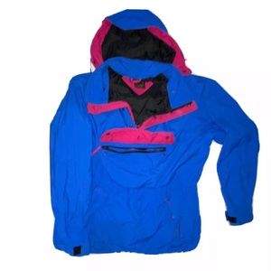 VTG Vintage Eddie Bauer Blue & Pink Color Block 1/4 Zip Men’s Coat Size Large